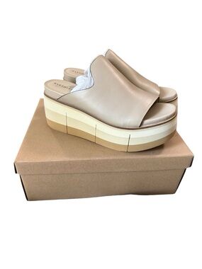 Naked Feet Neutral Beige Layered Platform Slide Sandals